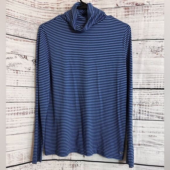 Vineyard Vines Top Womens Size Medium Pima Cotton Striped Mock Neck Basic layer - Picture 2 of 11